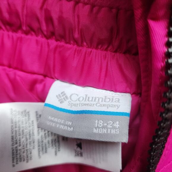 Columbia Girls Fuchsia Pink Bib Overalls Snow Pants 18- 24 M Baby Toddler Girls - Picture 3 of 3